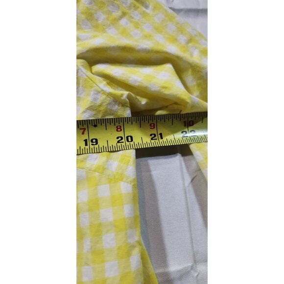 Talbots Womens Yellow Gingham Cotton Blouse L With Button Details & Long Sleeve‎ - Picture 4 of 7